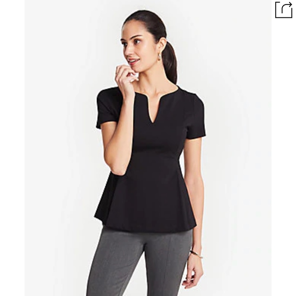 New Ann Taylor Peplum Black Top XXS / Petite